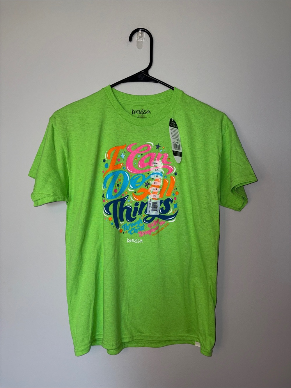 Kerusso Kids "I Can Do All Things" Short Sleeve Tee - Lime Green Large